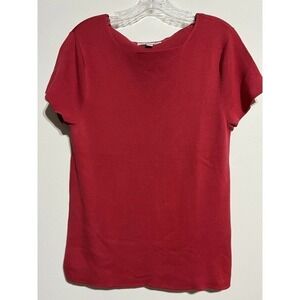 COLDWATER Creek Short Sleeve Pullover Sweater Women's Sz Large Pink Red